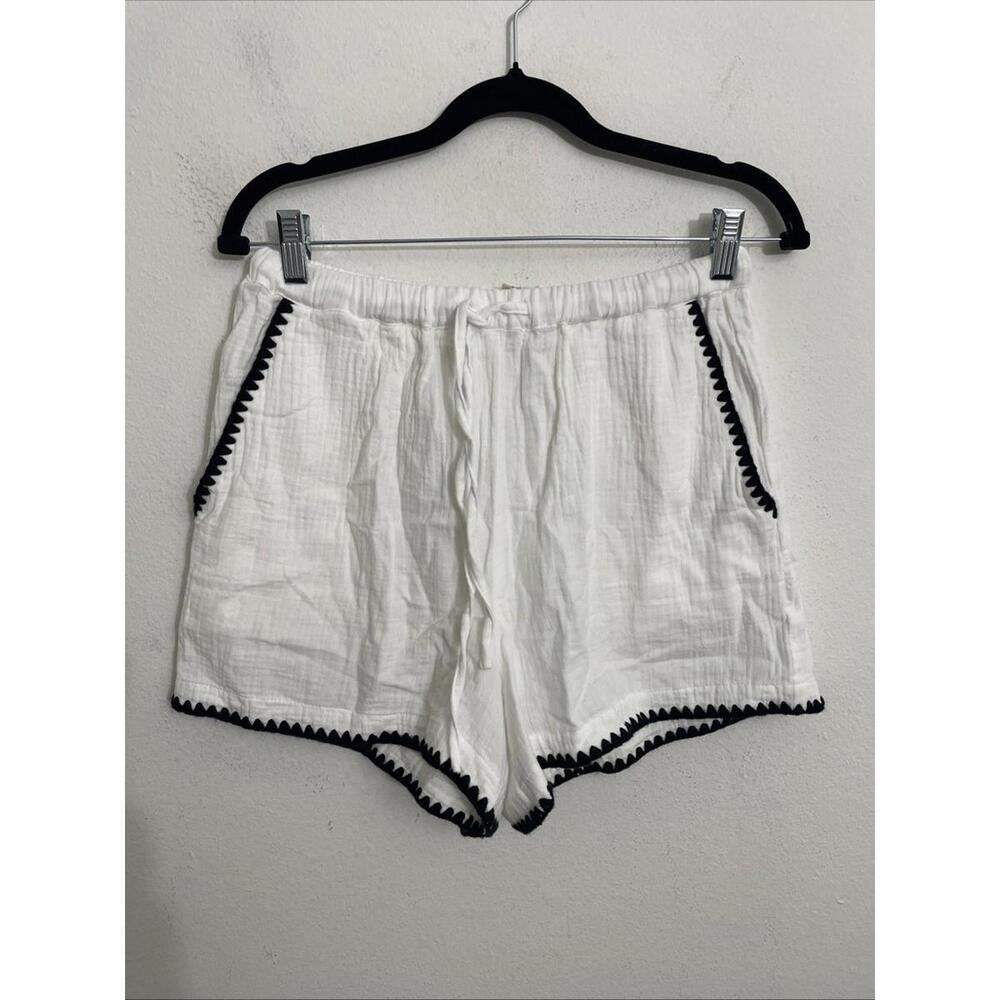 Rails X LSPACE Sunny Shorts in Black Blanket Stitch Gauzy White size S $138msrp - Picture 4 of 6